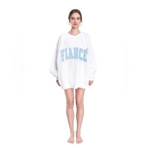 The Bar FIANCE SWEATSHIRT WHITE/BABY BLUE